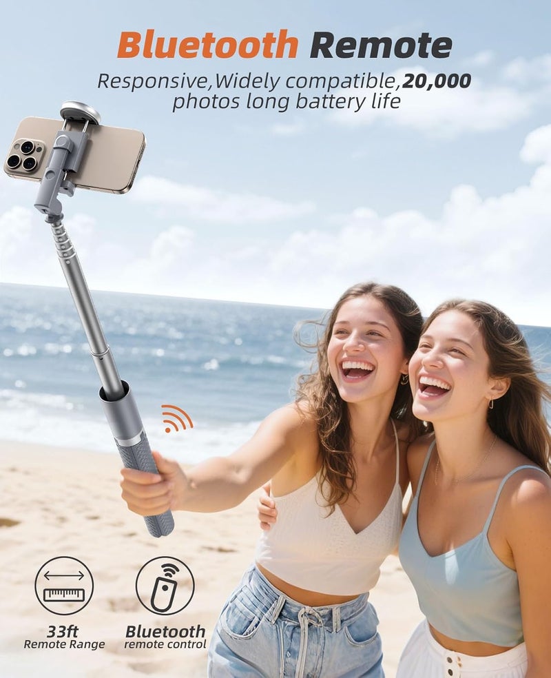 Vimose 62" Phone Tripod & Selfie Stick, Tripod for iPhone with Remote, All-in-1 Cell Phone Stand, Portable, Extendable Stand for Selfies Video Recording Vlog, Compatible with iPhone Android (Grey) - Image 2